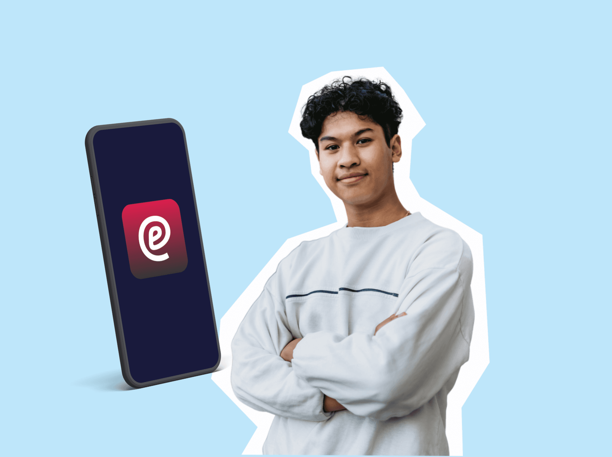 Ung mand og telefon med eReolens app